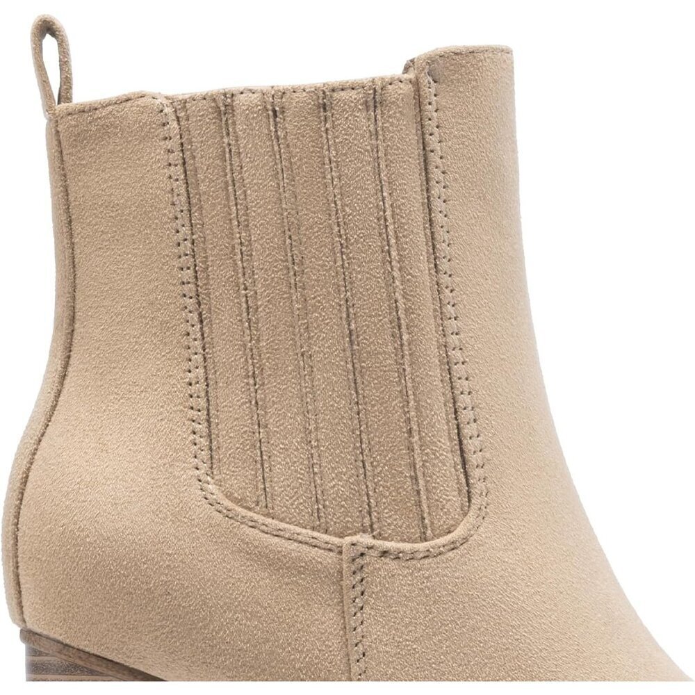 Women's Nude Pointed Toe Ankle Boots Chunky Block Heel Bootie Fall - Picture 7 of 8